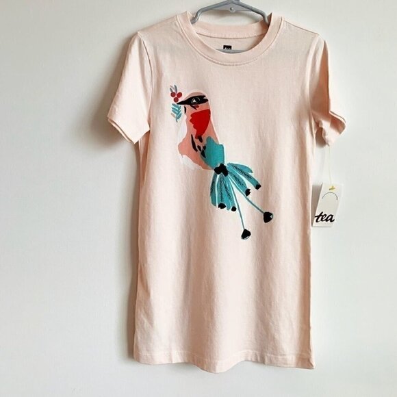 NWT Tea Collection Girl Island Bird T-shirt Dress 3T 4T 5T 6 Years - Picture 1 of 6